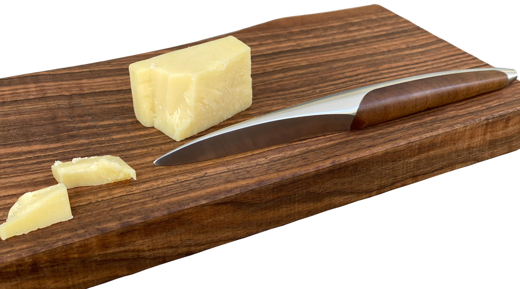 sknife Auster-/Hartkäsemesser, Chirurgenstahl, stabilisiertes Walnussholz, mit Walnuss Brett