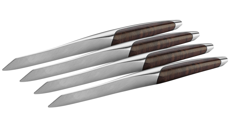 sknife Steakmesser, 4-teiliges Set, Chirurgenstahl, stabilisiertes Walnussholz