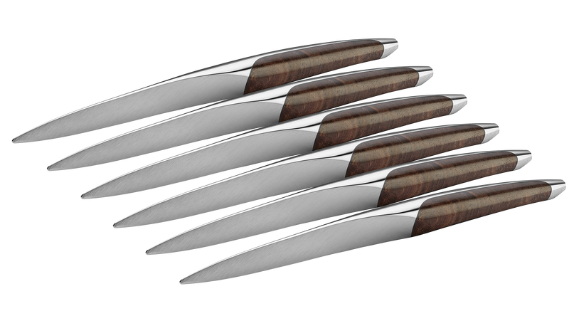 sknife Tafelmesser, 6-teiliges Set, Chirurgenstahl, stabilisiertes Walnussholz