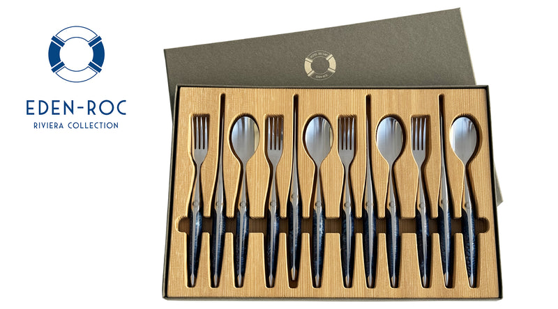 sknife steak cutlery midnignt blue fish scale look, 12 pieces (Eden-Roc Riviera Collection)