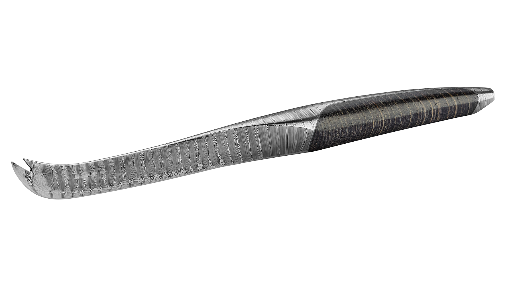 sknife Käsemesser, Damast, stabilisierte Esche