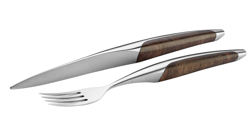 sknife Tafelmesserbesteck (Messer, Gabel), Chirurgenstahl, stabilisiertes Walnussholz