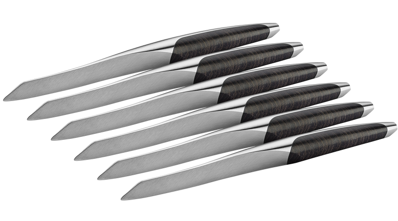 sknife Steakmesser, 6-teiliges Set, Chirurgenstahl, stabilisierte Esche
